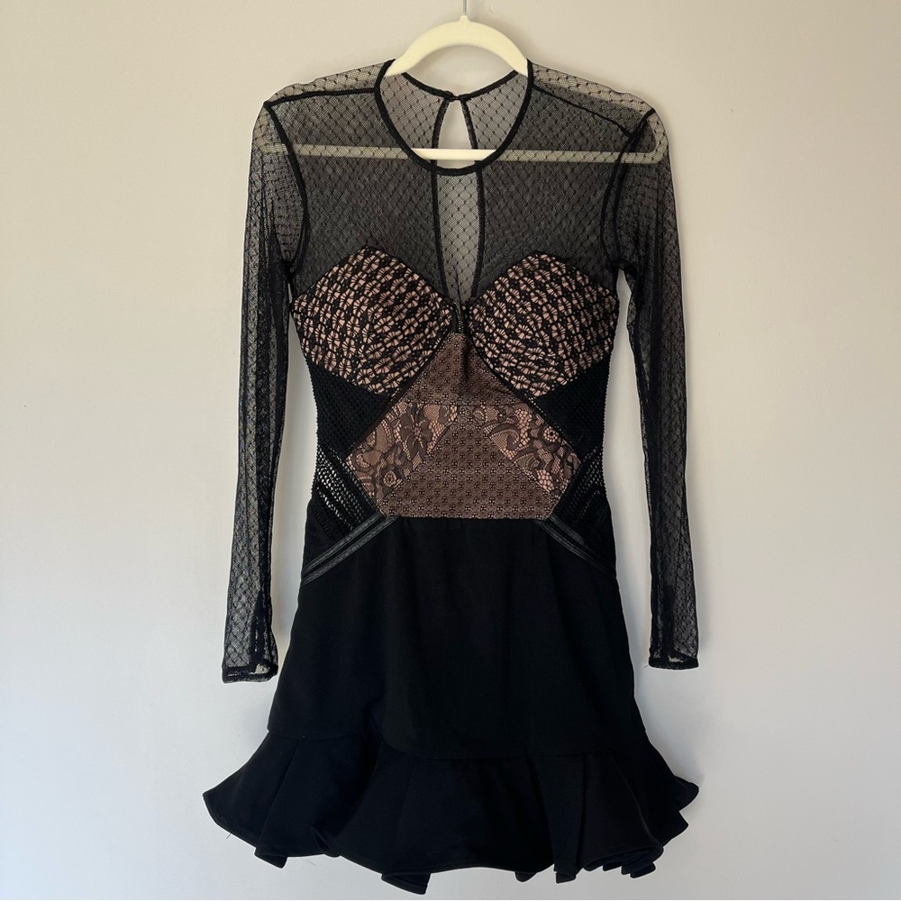 Self-Portrait Sheer Lace Corset Mini Dress Black Lingerie Style Parisian Size 2 - Picture 2 of 4